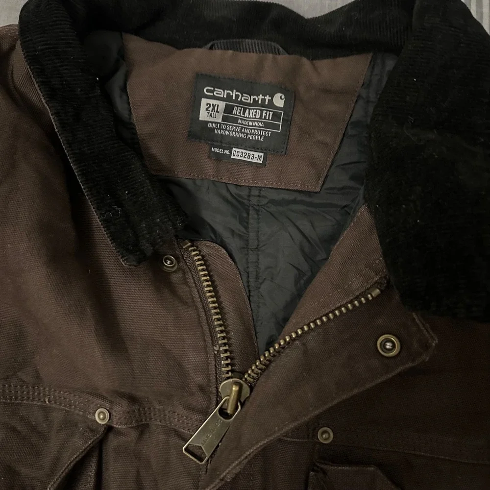 Carhartt Jacket Mens 2XL Tall Brown Full Quilt Lined Relaxed Fit Canvas Coat